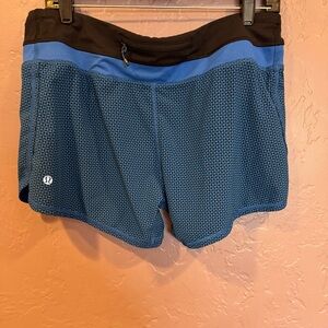lululemon athletica Blue and Black Unlined Athletic Shorts - 10